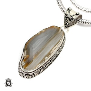 Czech Republic PETRIFIED Wood STALACTITE Pendant & FREE 2MM Italian 925 Sterling Silver Chain V1773