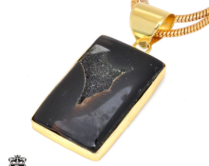 Agate Druzy Pendant Necklaces & FREE 3MM Italian 925 Sterling Silver Chain GPH482