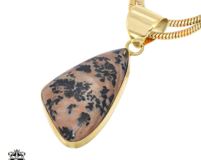 Merlinite Dendritic Opal 24K Gold & FREE 3MM Chain GPH758