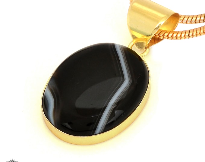 Banded Agate Pendant Necklaces & FREE 3MM Italian 925 Sterling Silver Chain GPH1806