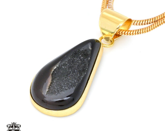 Agate Druzy Pendant Necklaces & FREE 3MM Italian 925 Sterling Silver Chain GPH485