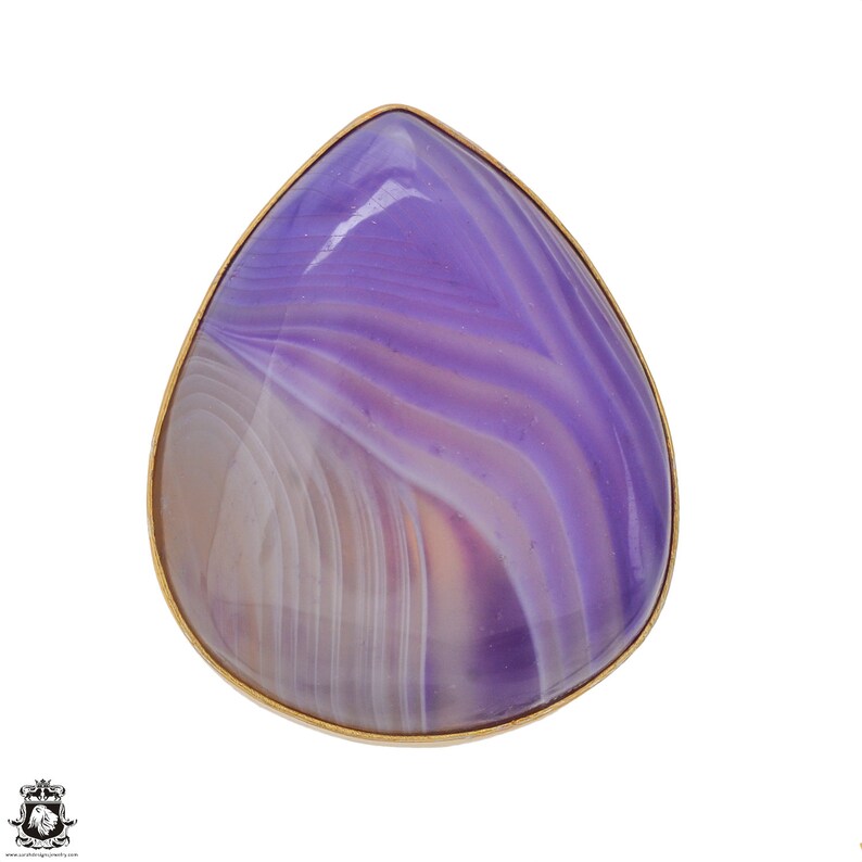 Size 9.5 Size 11 Adjustable Purple Banded Agate 24K Gold Plated Ring GPR1185