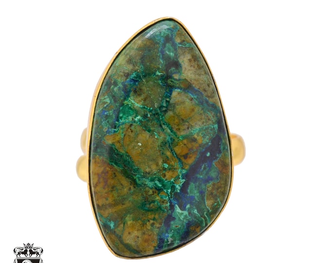 Size 10.5 - Size 12 Shattuckite Ring Meditation Ring 24K Gold Ring GPR1085