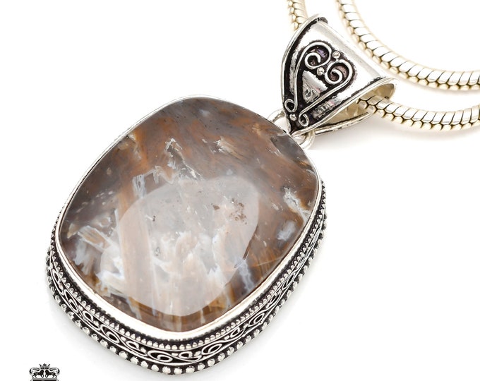 Turkish STICK Agate Pendant & FREE 3MM Italian 925 Sterling Silver Chain V277
