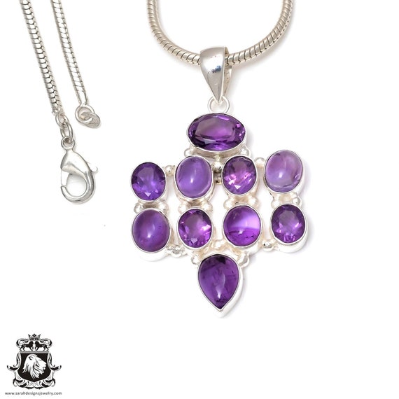 Amethyst 925 Sterling Silver Pendant & 2MM Italian 925 Sterling