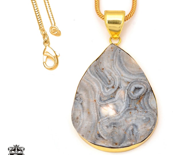 3.3 Inch Desert Druzy Pendant Necklaces & FREE 3MM Italian 925 Sterling Silver Chain GPH214