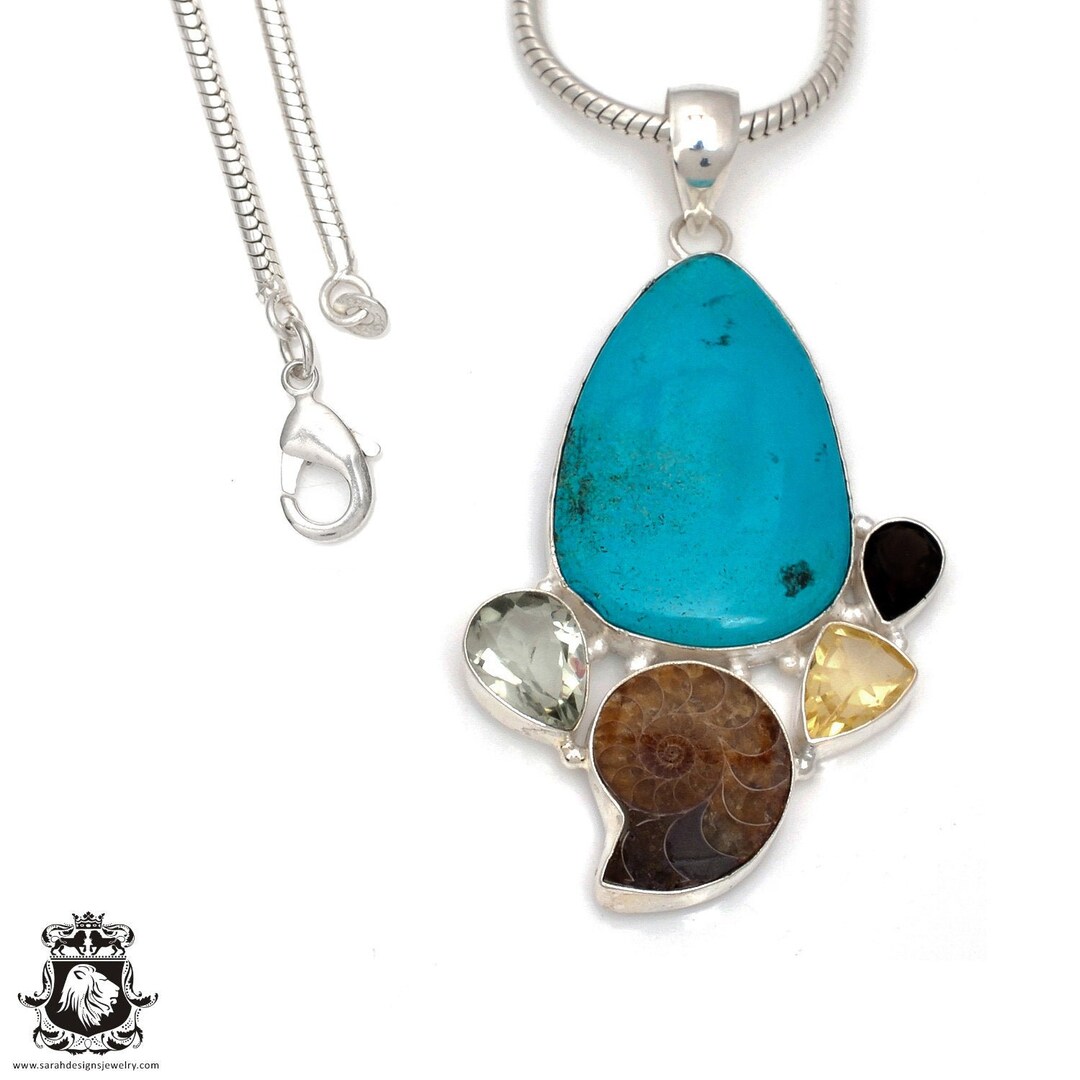 Inch Lone Mountain Turquoise 925 Sterling Silver Pendant 3MM