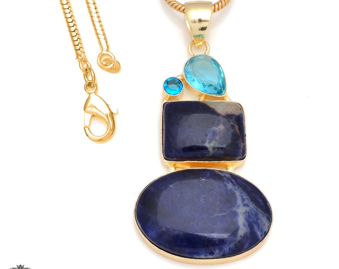 Sodalite 24K Gold Pendant & 3mm Snake Chain GP144