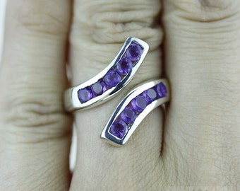 SIize 4.5 PAVE SETTING AMETHYST Fine 925 Sterling Silver Ring (Nickel Free) r1463