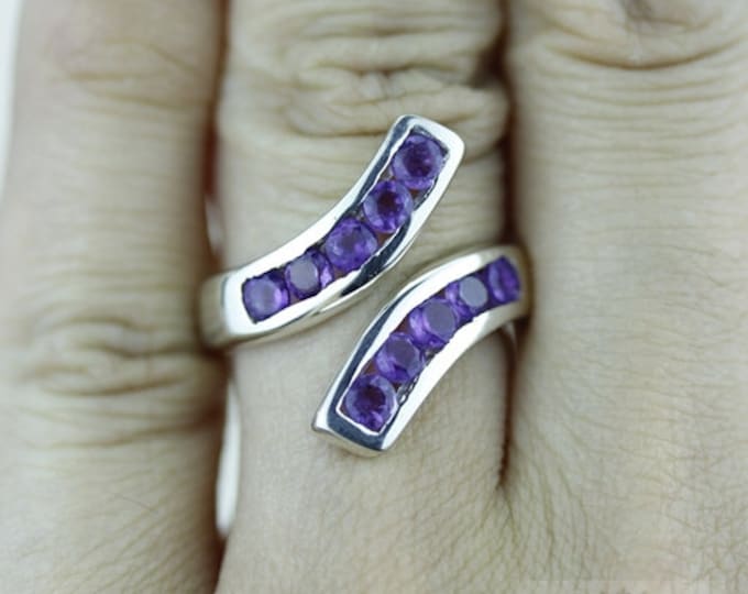 SIize 4.5 PAVE SETTING AMETHYST Fine 925 Sterling Silver Ring (Nickel Free) r1463