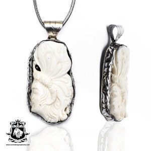 Butterfly Lady Carving Pendant & FREE 2MM Italian 925 Sterling Silver Chain N265