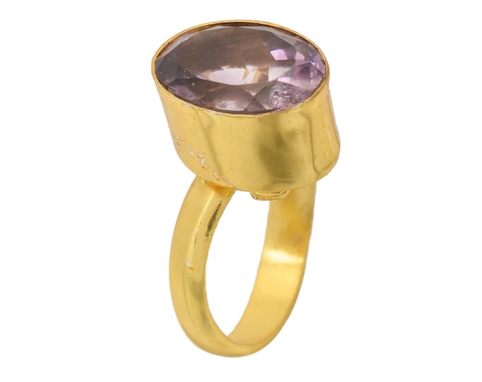 Size 7.5 - Size 9 Amethyst Ring Meditation Ring 24K Gold Ring GPR1668