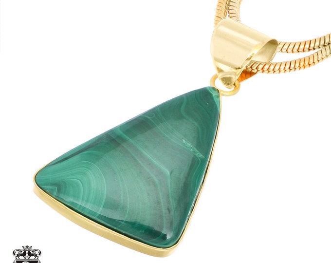 Canadian Malachite Pendant Necklaces & FREE 3MM Italian 925 Sterling Silver Chain GPH1384