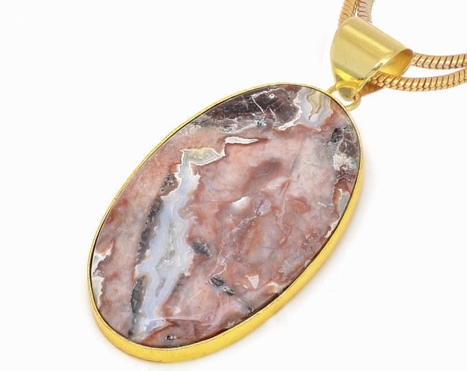 Crazy Lace Agate Pendant Necklaces & FREE 3MM Italian 925 Sterling Silver Chain GPH609