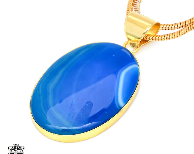 Ocean Blue AgatePendant Necklaces & FREE 3MM Italian 925 Sterling Silver Chain GPH455