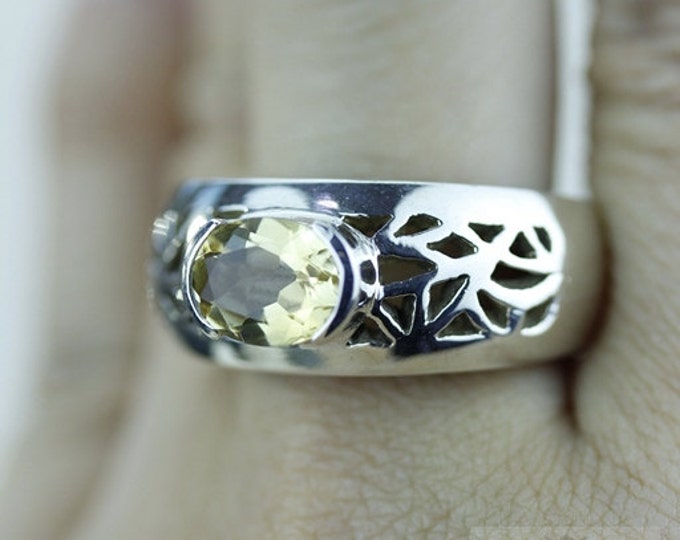 Size 8 BRITISH FILIGREE CITRINE Fine 925 Sterling Silver Ring (Nickel Free) r928