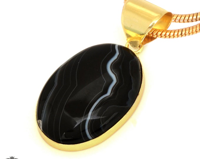 Banded Agate Pendant Necklaces & FREE 3MM Italian 925 Sterling Silver Chain GPH1792