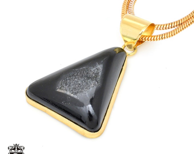 Agate Druzy Pendant Necklaces & FREE 3MM Italian 925 Sterling Silver Chain GPH488