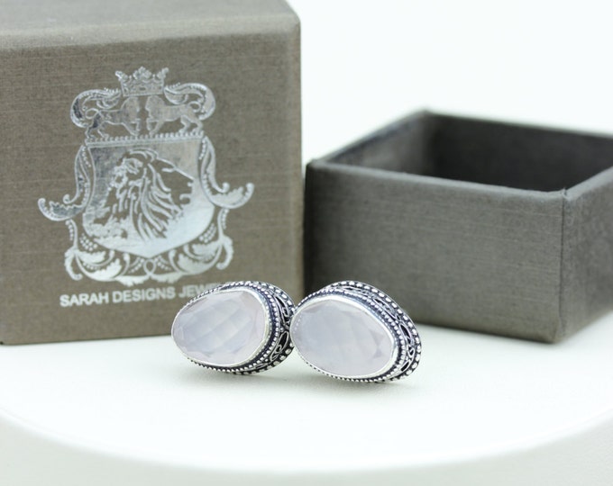 Vintage Filigree Antique 925 Sterling Silver Unisex Cufflink Men's cufflinks Rose Quartz Vintage Cufflinks Men's Cufflinks Men's Accessories