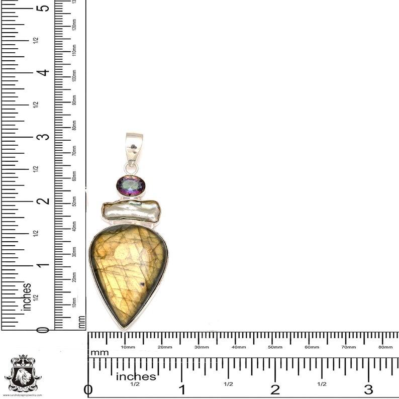 Labradorite Mystic Topaz Pendant 4MM Italian Snake Chain P6917