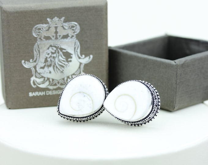 Vintage Filigree Antique 925 Sterling Silver Unisex Cufflink Men's cufflinks Shiva shell Vintage Cufflinks Men's Cufflinks Men's Accessories