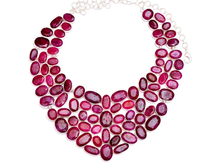 NOT For The Faint Of Heart! 1312 (±) Carats Combined Kashmir Ruby Necklace Genuine Gemstone  / WATCH VIDEO / BNC5