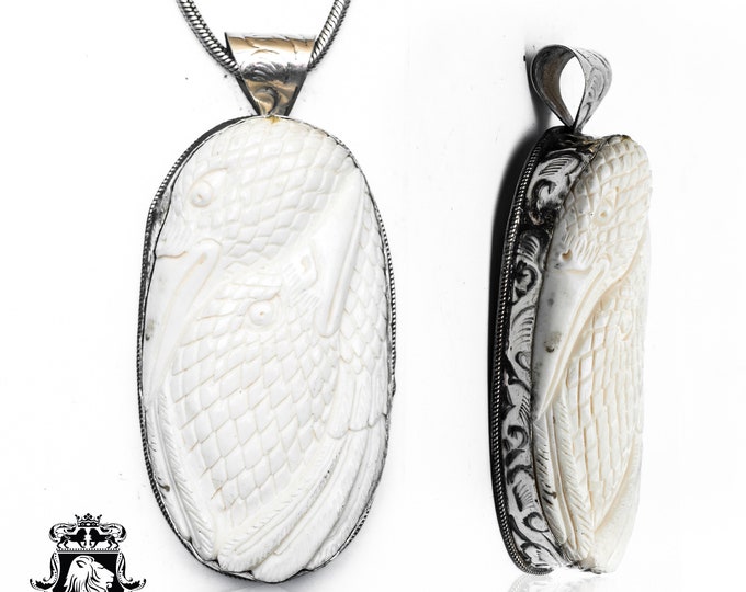 Phalanx of Storks Carving Pendant & FREE 3MM Italian 925 Sterling Silver Chain N389