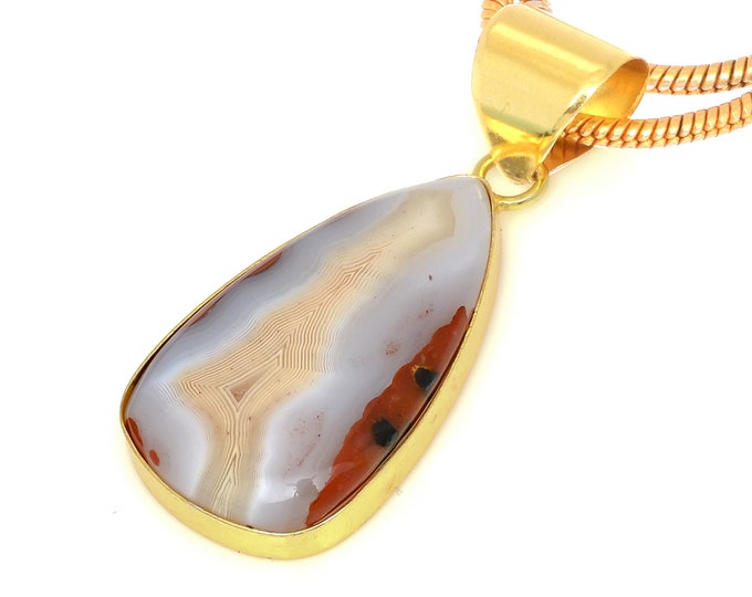 Laguna Lace Agate Pendant Necklaces & FREE 3MM Italian 925 Sterling Silver Chain GPH1629