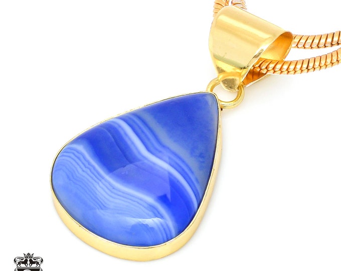 Ocean Blue Agate Pendant Necklaces & FREE 3MM Italian 925 Sterling Silver Chain GPH453