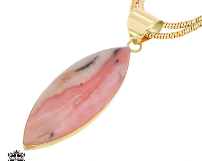 Peruvian Pink Opal Pendant Necklaces & FREE 3MM Italian 925 Sterling Silver Chain GPH992
