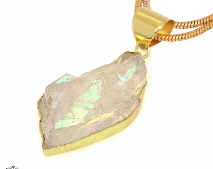 Angel Aura Quartz Pendant Necklaces & FREE 3MM Italian 925 Sterling Silver Chain GPH1709