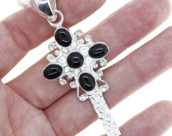 ブレスレット LESS IS MORE Onyx Antique Key Necklace Black Onyx Key Pendant - Etsy