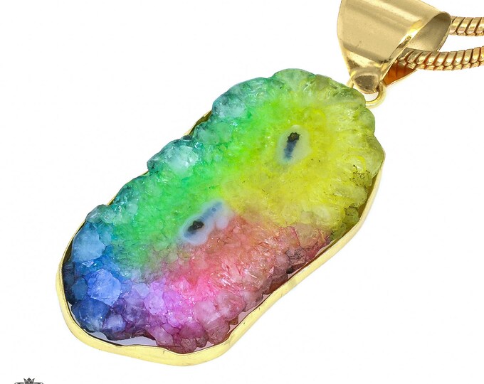 Rainbow Stalactite Pendant Necklaces & FREE 3MM Italian 925 Sterling Silver Chain GPH1208