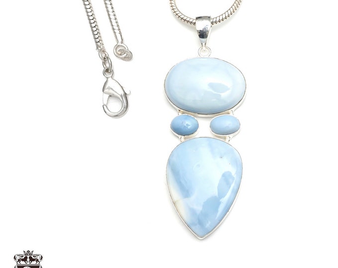 Owyhee Blue Opal 925 Sterling Silver Pendant & 3MM Italian 925 Sterling Silver Chain P9305