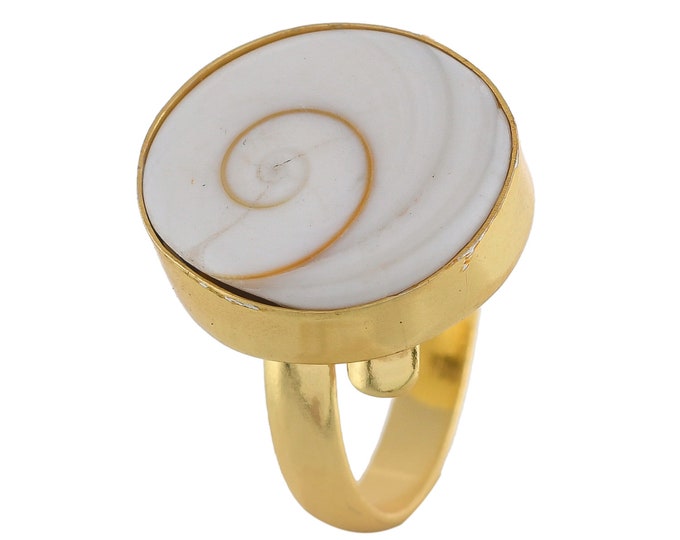 Size 7 - Size 10 Shiva Shell Ring Meditation Ring 24K Gold Ring GPR1780