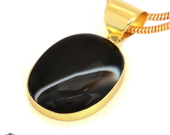 Banded Agate Pendant Necklaces & FREE 3MM Italian 925 Sterling Silver Chain GPH1801