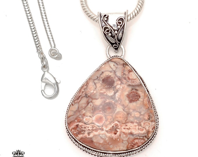 BIRD EYE JASPER Pendant & Free 3MM Italian 925 Sterling Silver Chain V1854