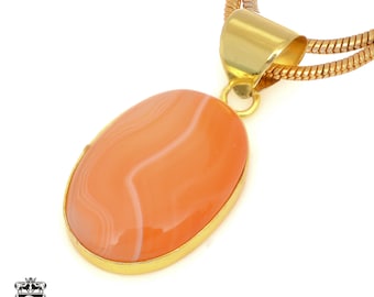 Lake Superior Achat 24K Gold Anhänger Halskette