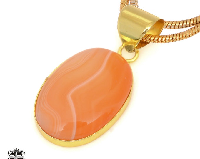 Lake Superior Agate Pendant Necklaces & FREE 3MM Italian 925 Sterling Silver Chain GPH1451