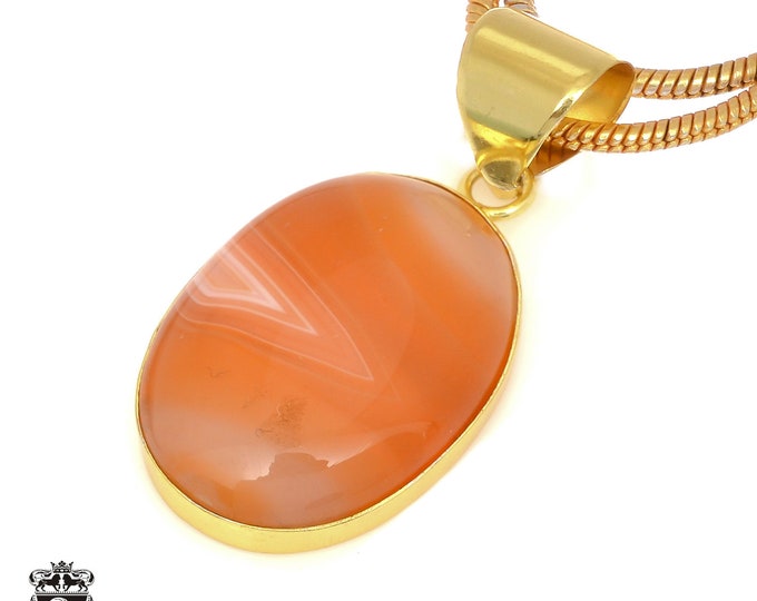 Lake Superior Agate Pendant Necklaces & FREE 3MM Italian 925 Sterling Silver Chain GPH1450