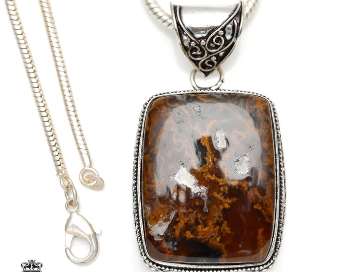 Turkish STICK Agate Pendant & FREE 3MM Italian 925 Sterling Silver Chain V278
