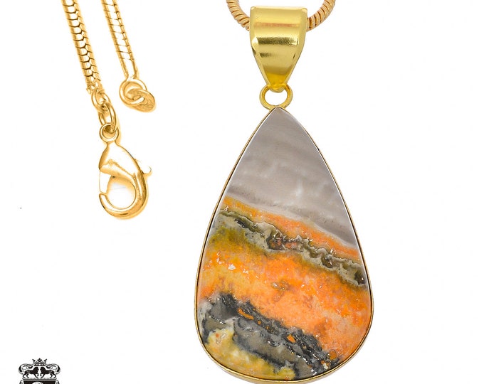 Bumblebee Jasper Pendant Necklaces & FREE 3MM Italian 925 Sterling Silver Chain GPH885