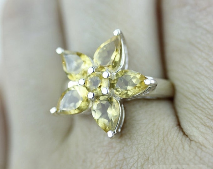 Size 7 STAR SHAPE CITRINE Fine 925 Sterling Silver Ring (Nickel Free) r947