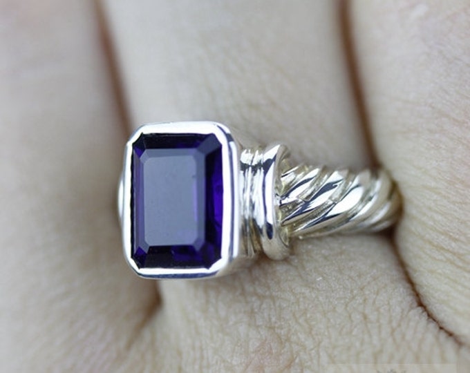 Size 7 AMETHYST COIL SETTING Fine 925 Sterling Silver Ring (Nickel Free) r757