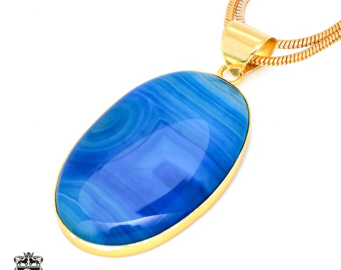 Ocean Blue Agate Pendant Necklaces & FREE 3MM Italian 925 Sterling Silver Chain GPH454
