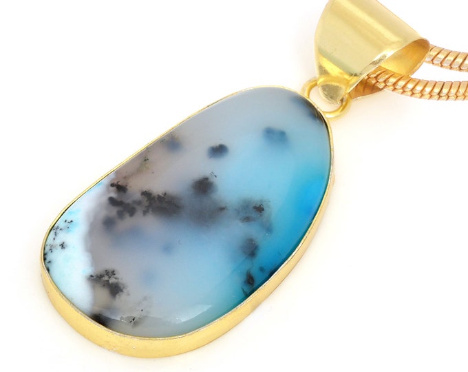 Blue Dendritic Opal Pendant Necklaces & FREE 3MM Italian 925 Sterling Silver Chain GPH1544