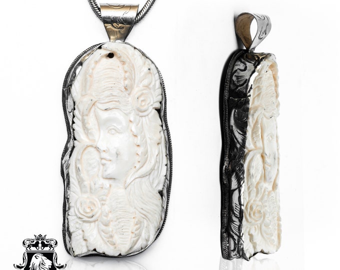 Flora Goddess of Flowers and the Spring Carving Pendant & FREE 3MM Italian 925 Sterling Silver Chain N318