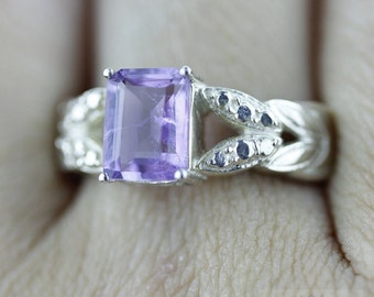 SIZE 7.5 AMETHYST Fine 925 Sterling Silver Ring (Nickel Free) r583