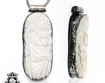 Eagle Owl Wolf Carving Pendant N401