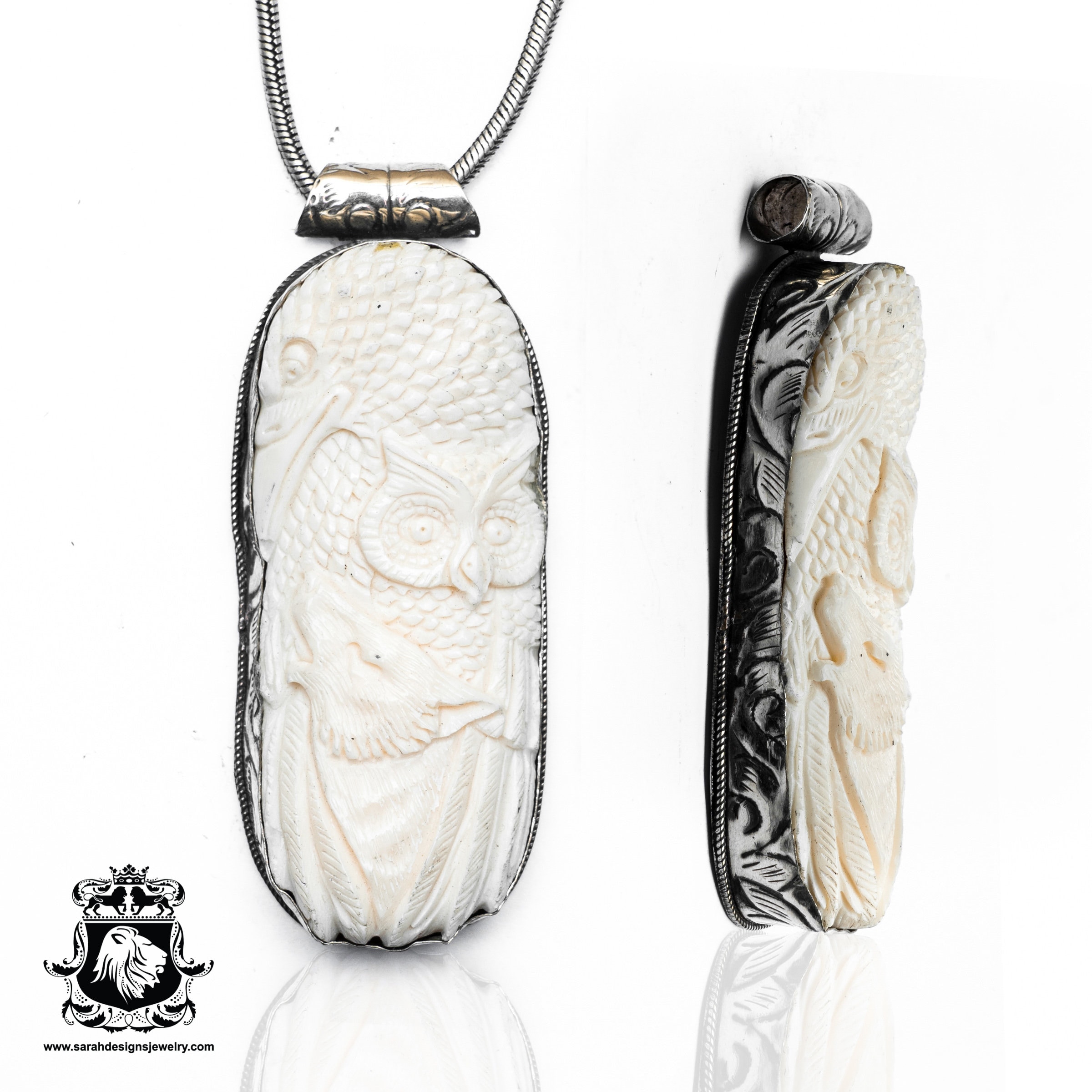 Eagle Owl Wolf Carving Pendant N401